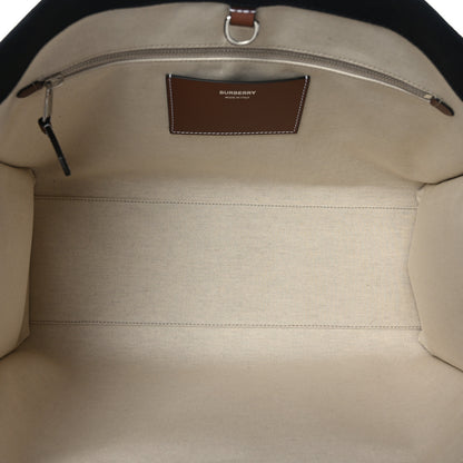 Burberry Canvas Smooth Calfskin Medium Two Tone Freya Tote Black Tan 5 of 8