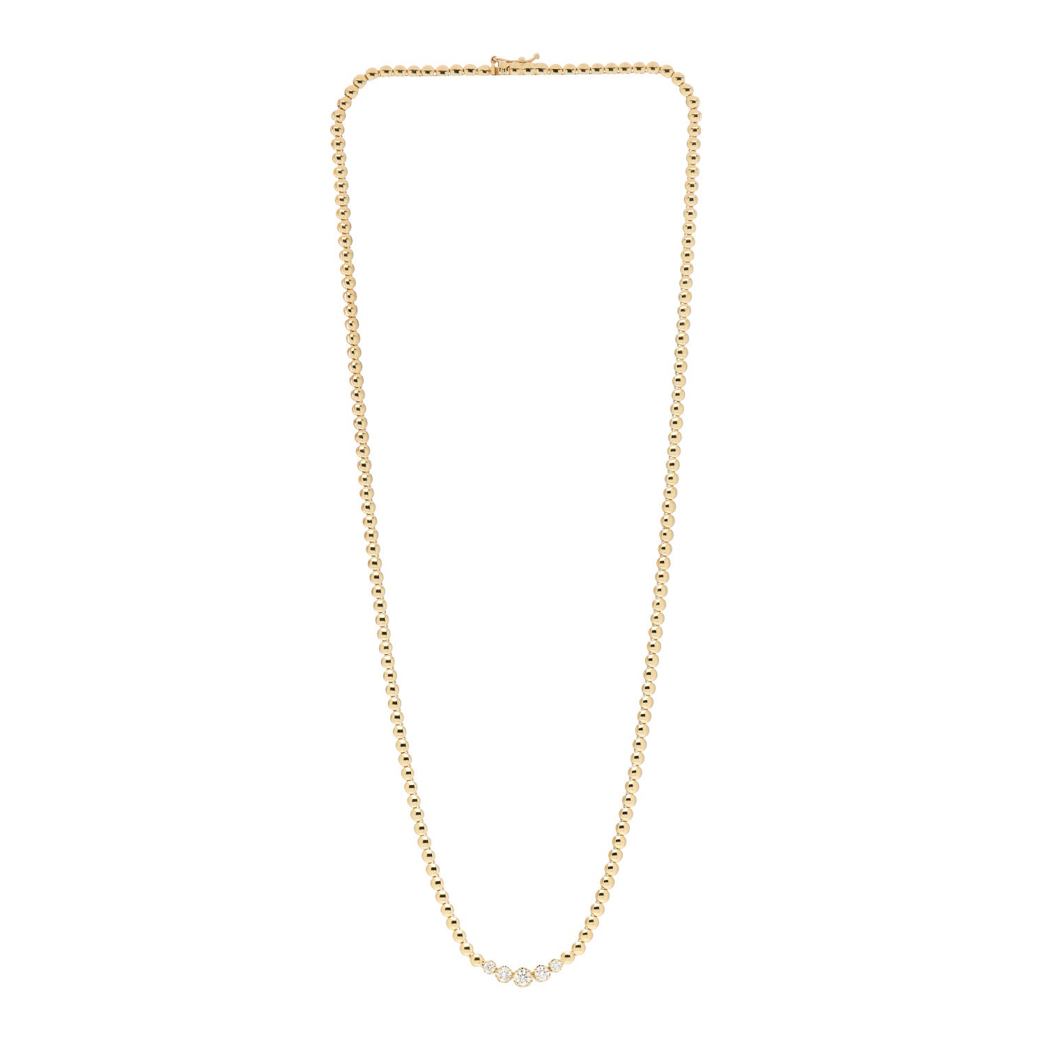 Jennifer Meyer 18K Yellow Gold Diamond Mini Bezel Tennis Necklace 3 of 4