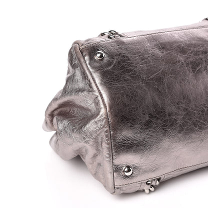 Chanel Metallic Cracked Calfskin Modern Chain Tote Dark Silver 5 of 16