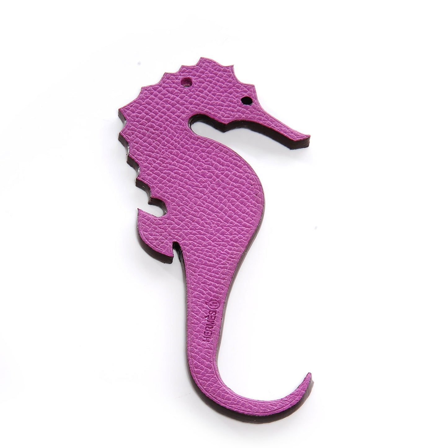 Taurillon Clemence Epsom Petit H GM Seahorse Bag Charm Anemone Etoupe
