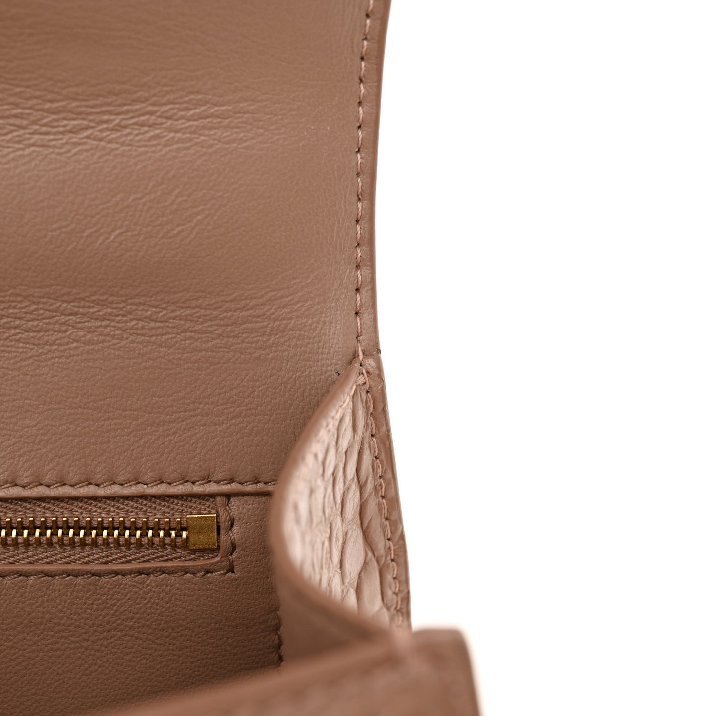 Shiny Calfskin Crocodile Embossed Small Hourglass Top Handle Bag Nude Beige