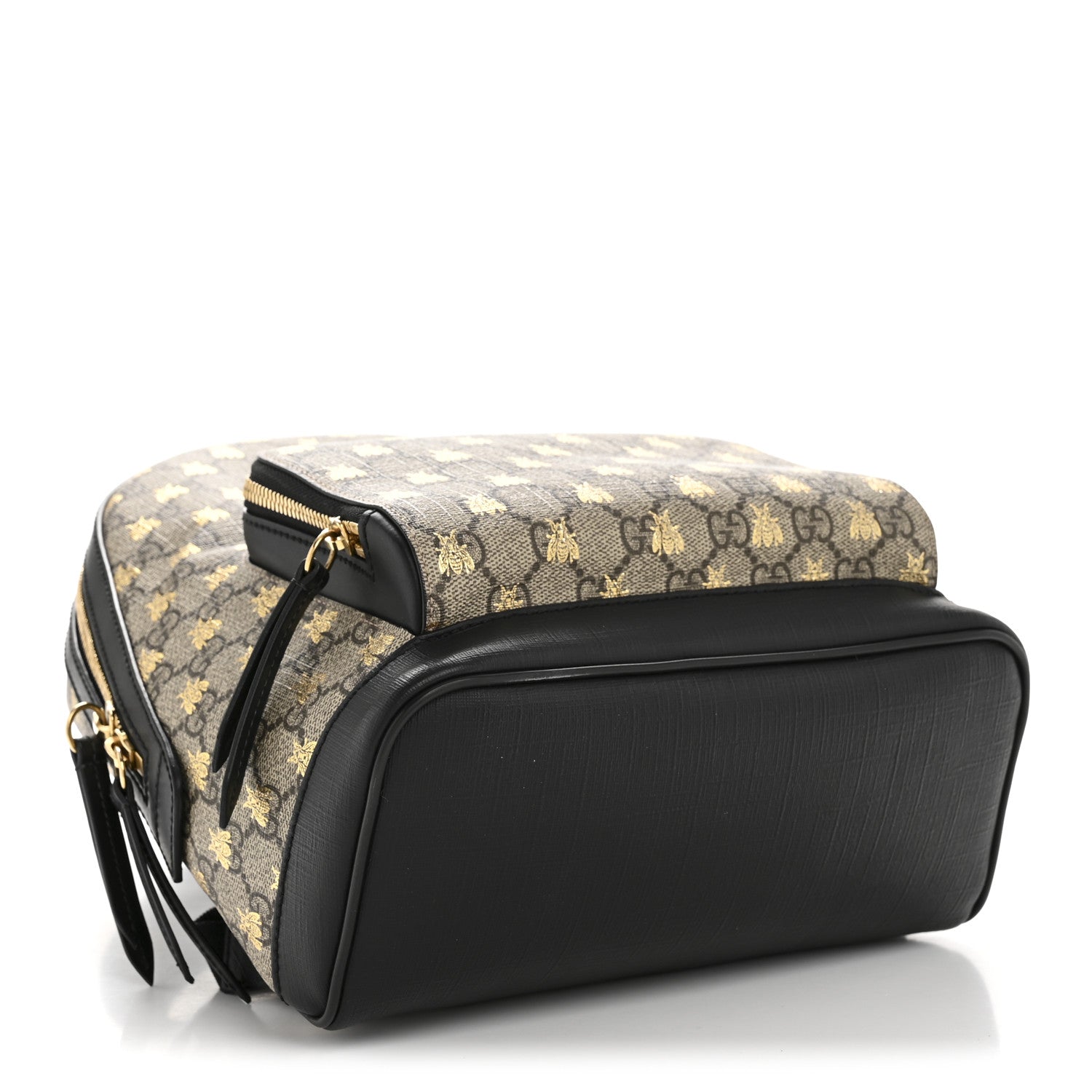 Gucci GG Supreme Monogram Bees Print Small Day Backpack Beige Oro Black 4 of 12
