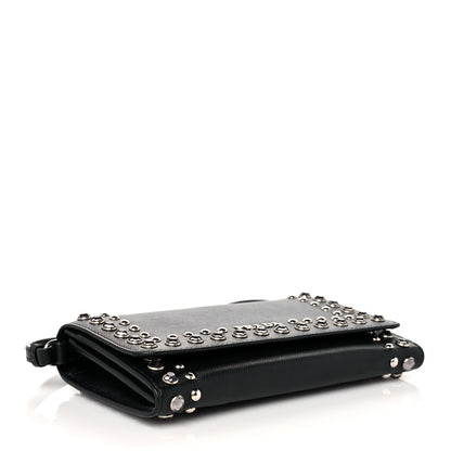 Prada Saffiano Crystal Studded Chain Wallet Black 4 of 8