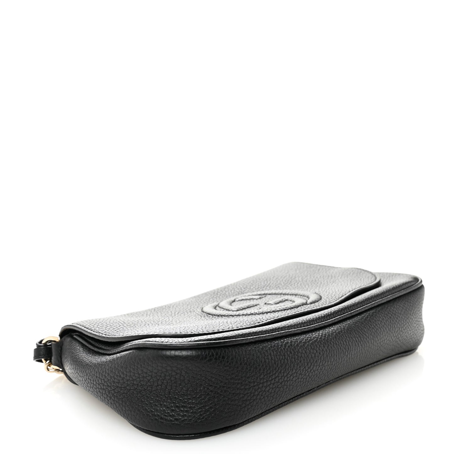 Pebbled Calfskin Medium Soho Flap Crossbody Black