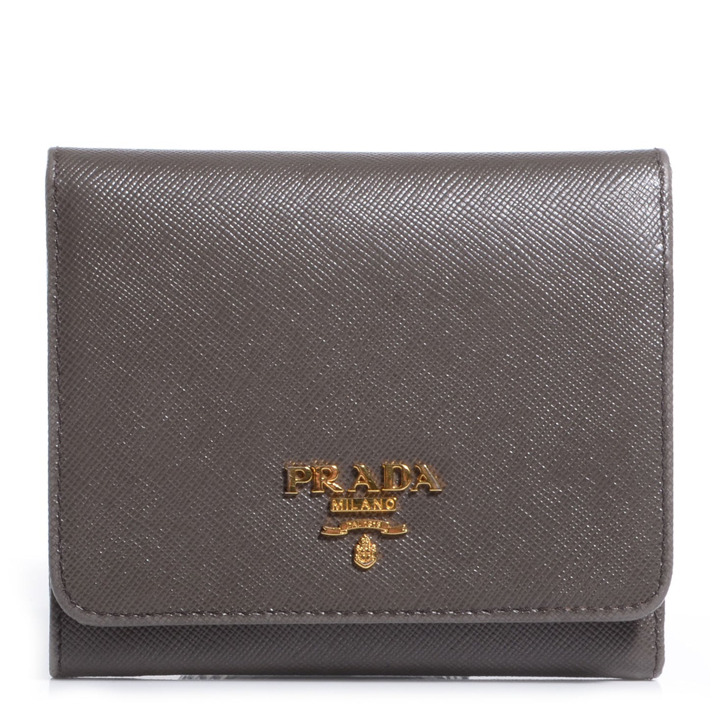 Saffiano Metal Tri-Fold Wallet Grafite