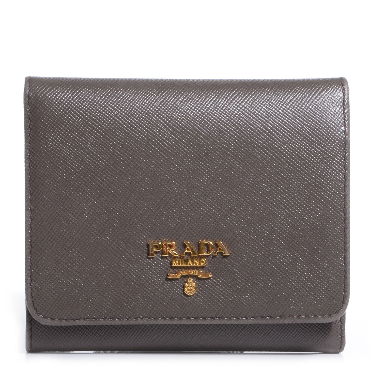 Prada Saffiano Metal Tri-Fold Wallet Grafite 1 of 7