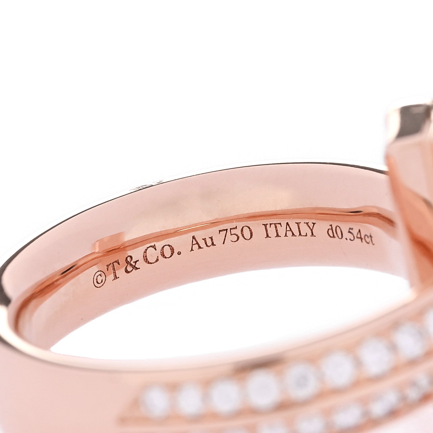 Tiffany 18K Rose Gold Diamond Wide T T1 Ring 50 5.5 1825430