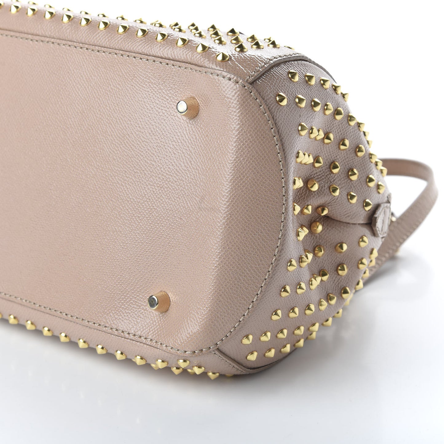 Patent Calfskin Studded Small Blaze Bowler Bag Oyster Pink
