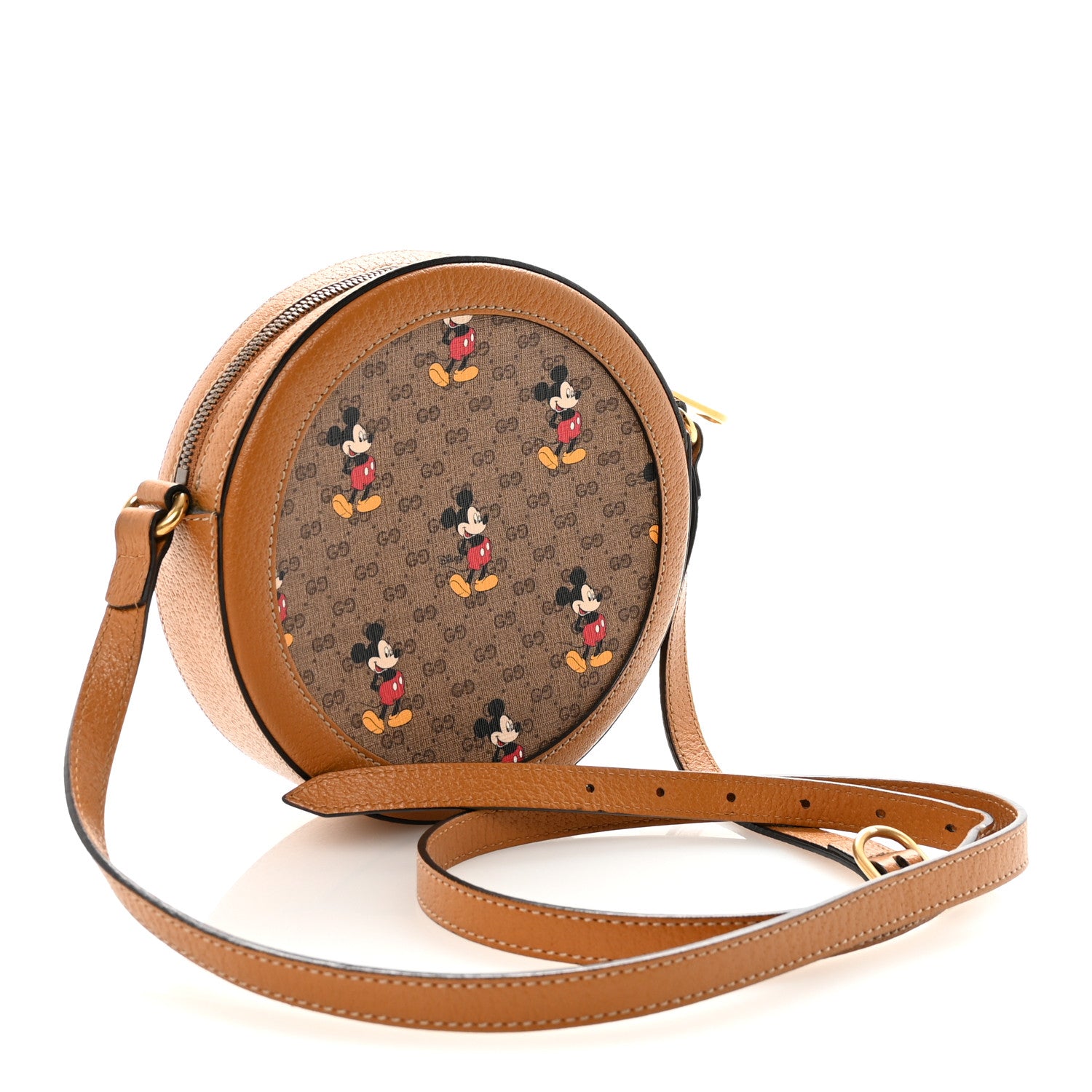 Gucci X DISNEY Mini Vintage GG Supreme Monogram Mickey Mouse Round Shoulder Bag Beige Vintage Sun Oil 3 of 11
