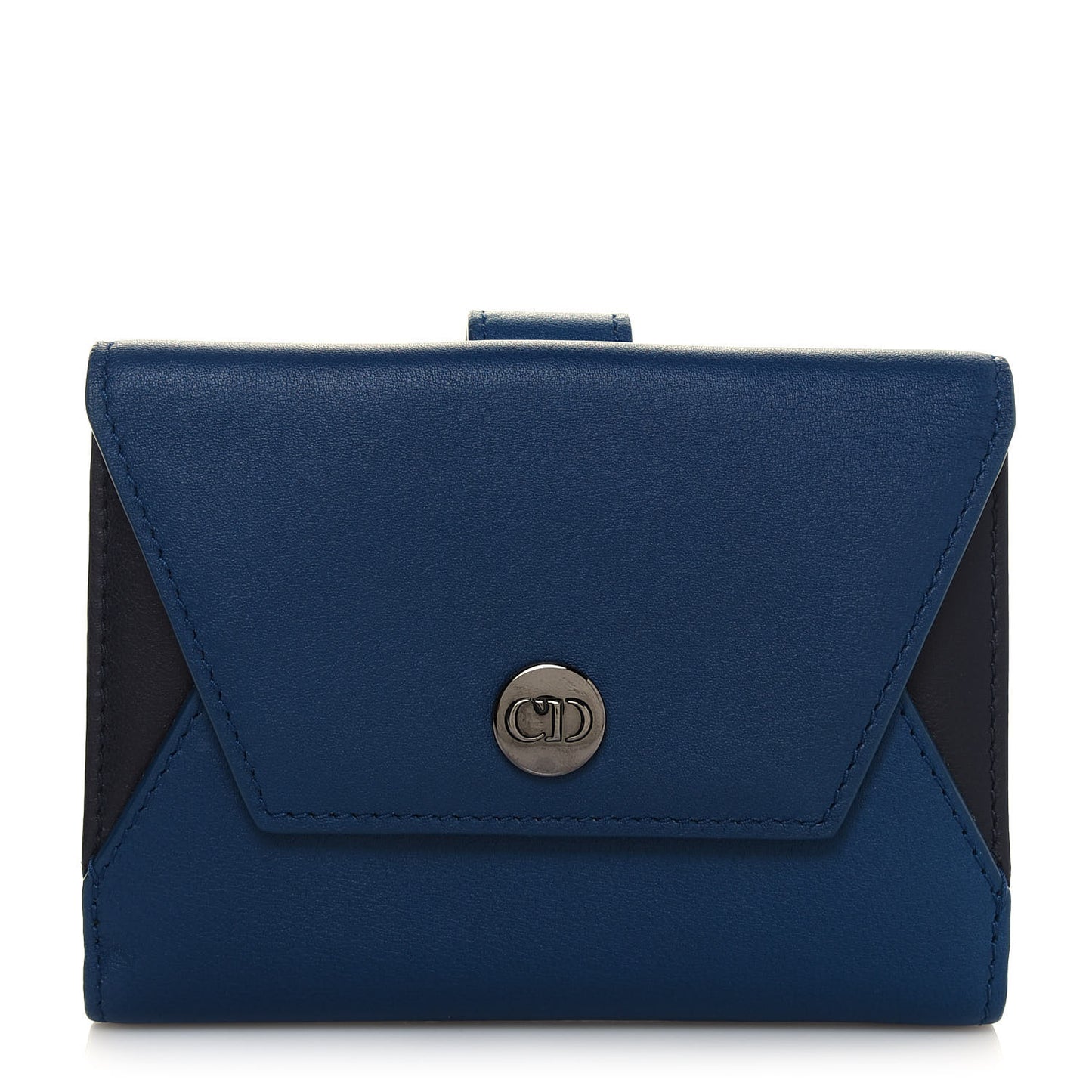 Calfskin Bi-Color Envelope Wallet Blue Black