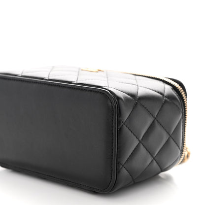 Chanel Lambskin Quilted Small Top Handle Vanity Case With Chain Black 10 of 10