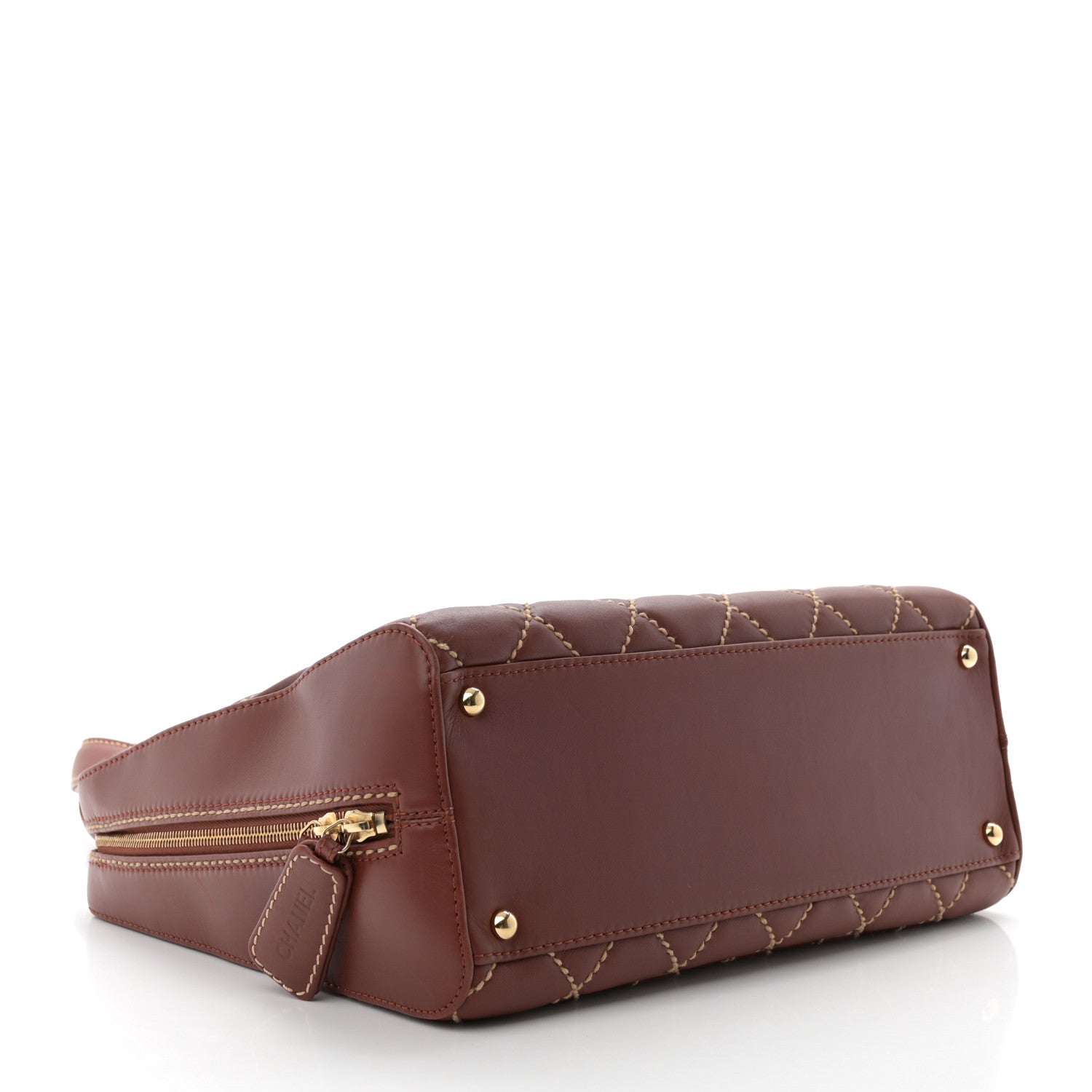 Chanel Calfskin Wild Stitch Vertical Top Handle Bag Brown 4 of 10