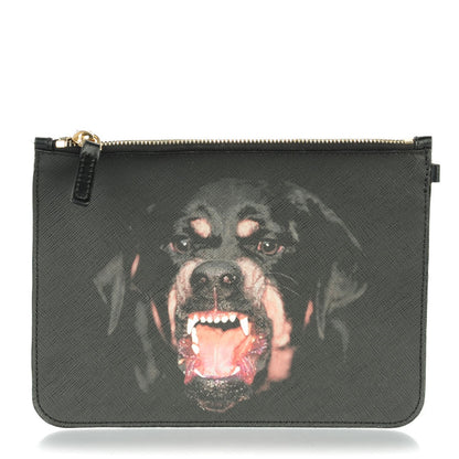 Givenchy Textured Coated Canvas Rottweiler Print Small Cosmetic Pouch Black 1 of 7