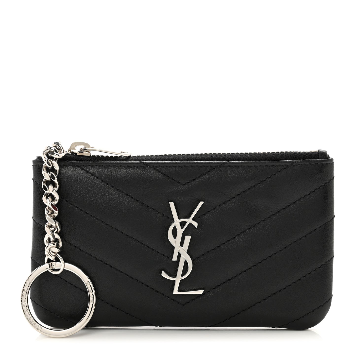 Calfskin Matelasse Monogram Key Pouch Black