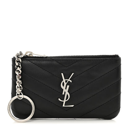 Saint Laurent Calfskin Matelasse Monogram Key Pouch Black 1 of 7
