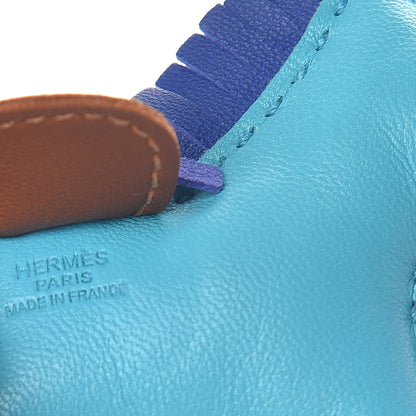 Hermes Milo Lambskin Grigri Rodeo Horse Bag Charm PM Bleu Azteque Bleu Electrique Fauve 3 of 4