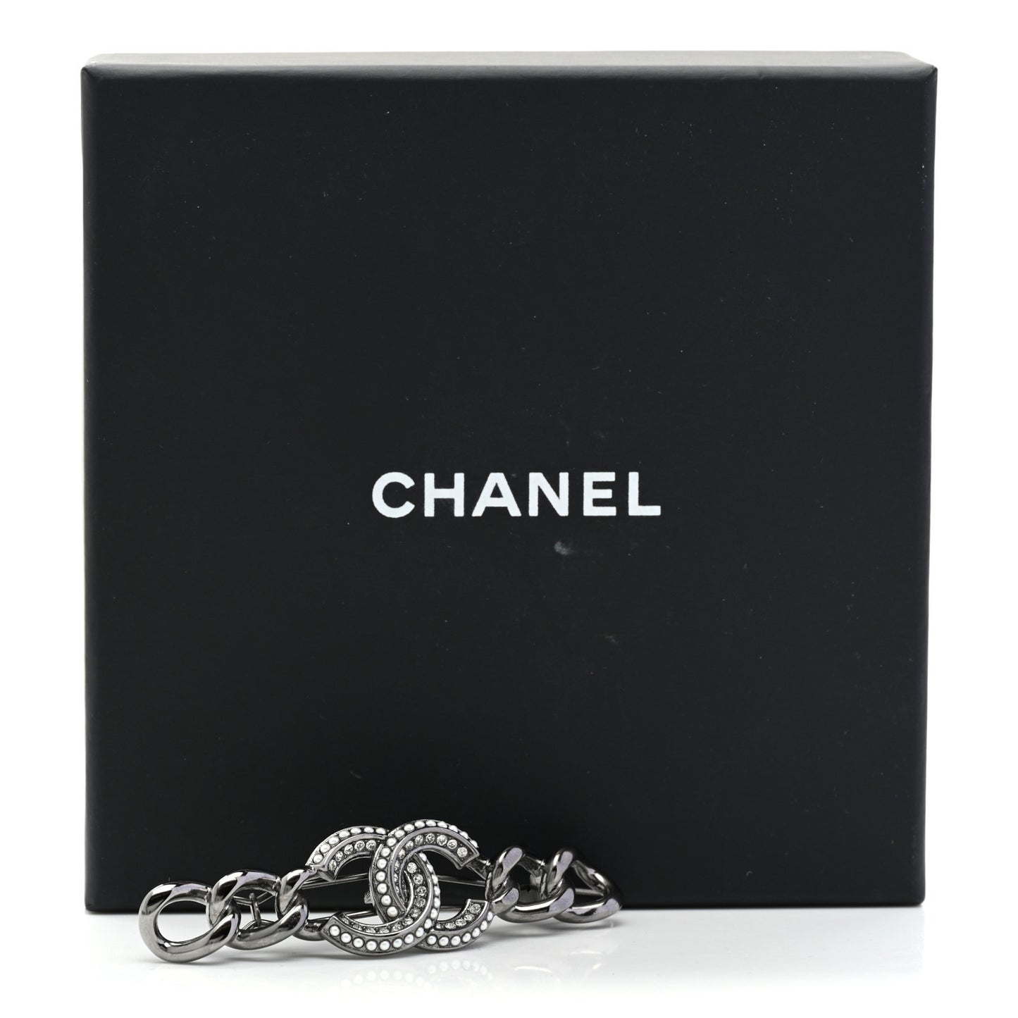 Crystal Chain CC Hair Clip Barrette Ruthenium