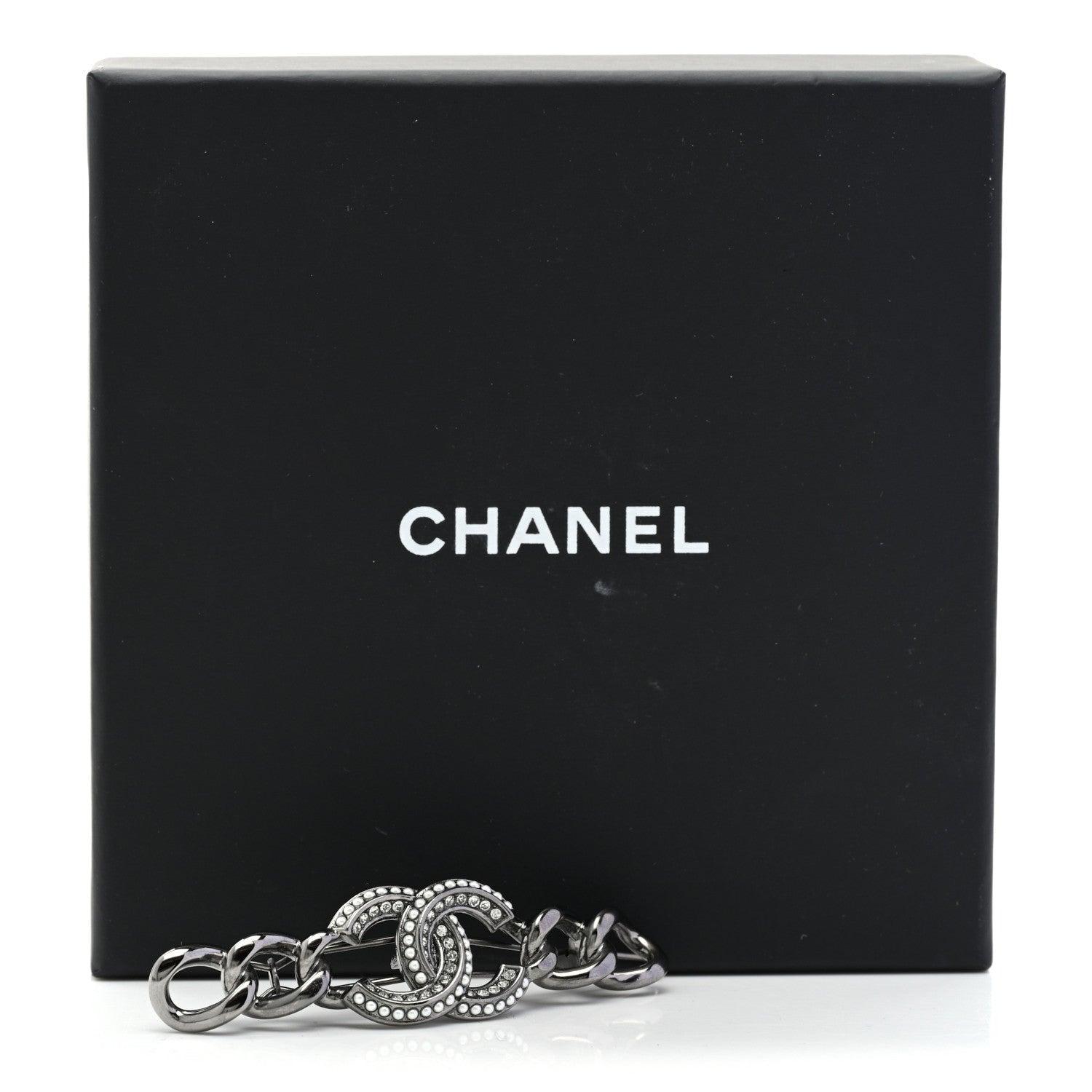 Chanel Crystal Chain CC Hair Clip Barrette Ruthenium 5 of 5