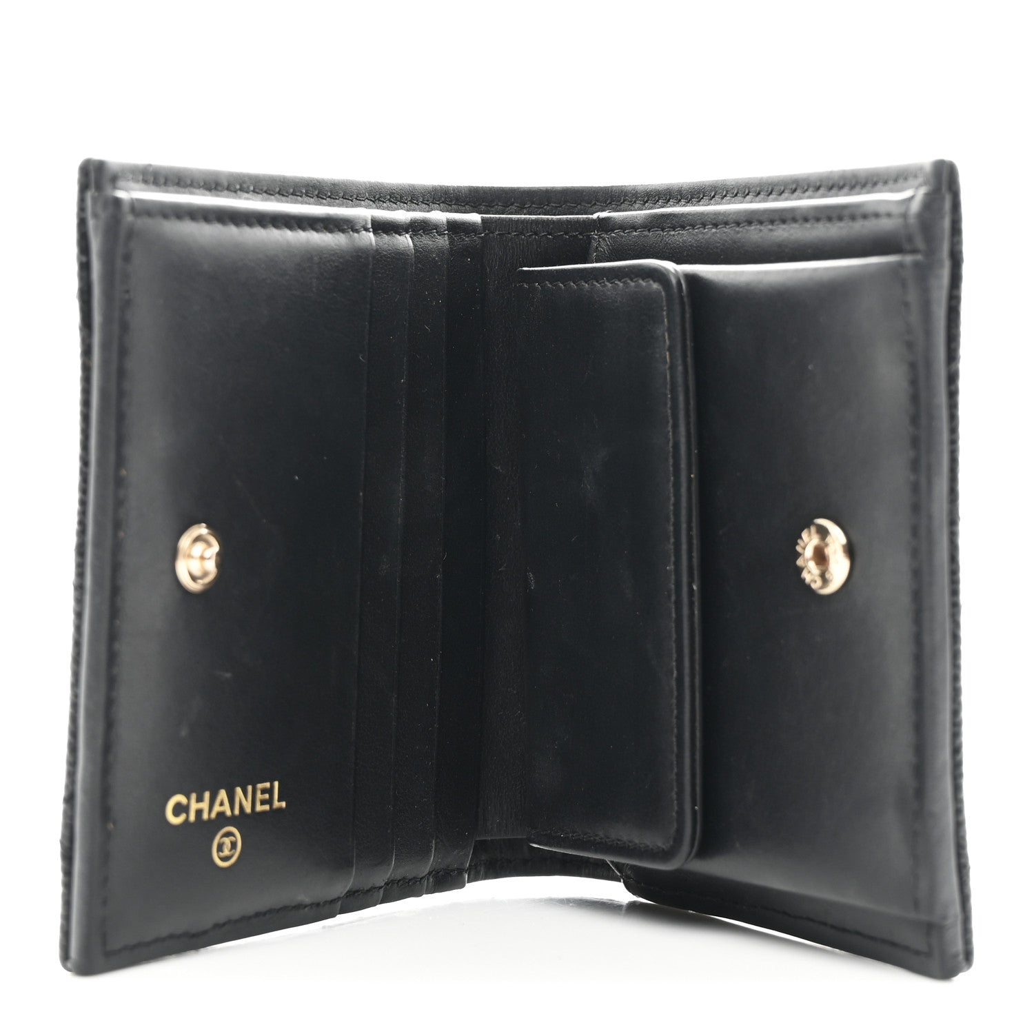 Chanel Caviar Quilted Multi Chain CC Compact Bifold Wallet Black 5 of 7