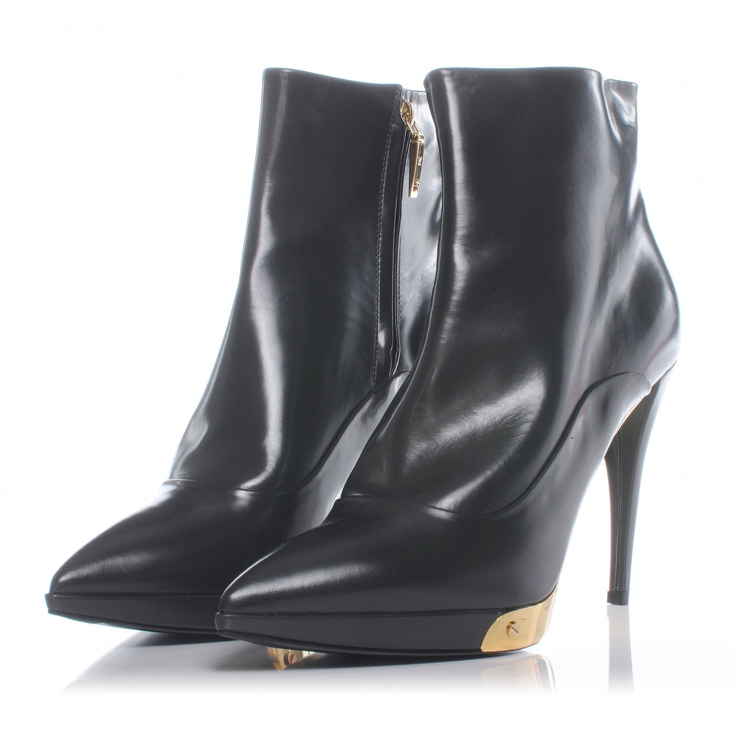 Leather Gold Plate Ankle Boots 41 Dark Grey