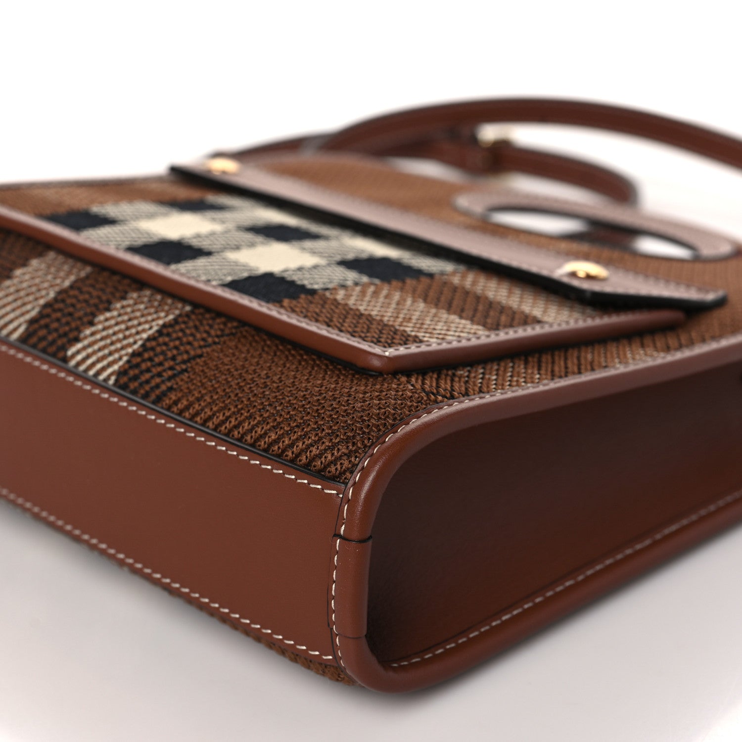 Burberry Smooth Calfskin Canvas Check Mini Pocket Bag Dark Birch Brown 7 of 7