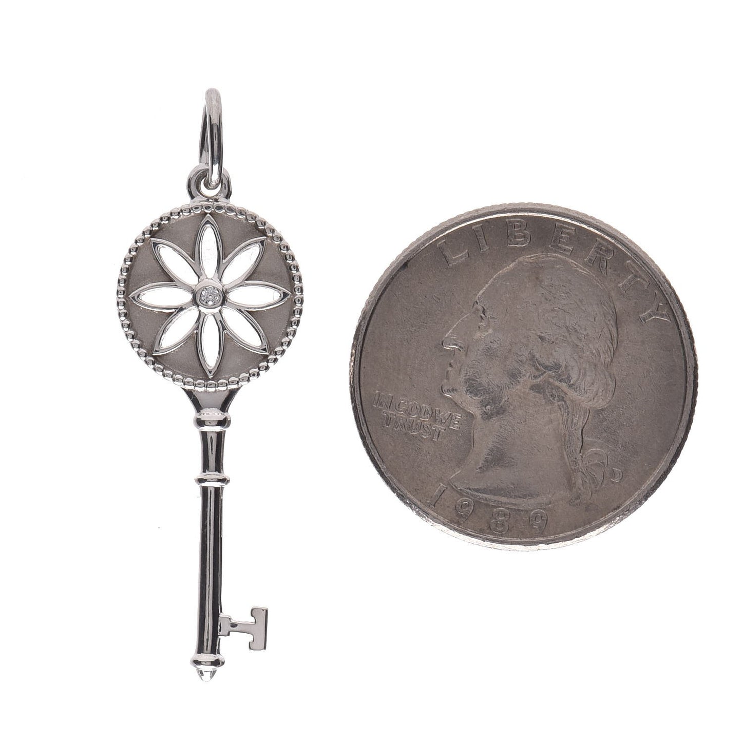 Sterling Silver Diamond Small Daisy Key Pendant