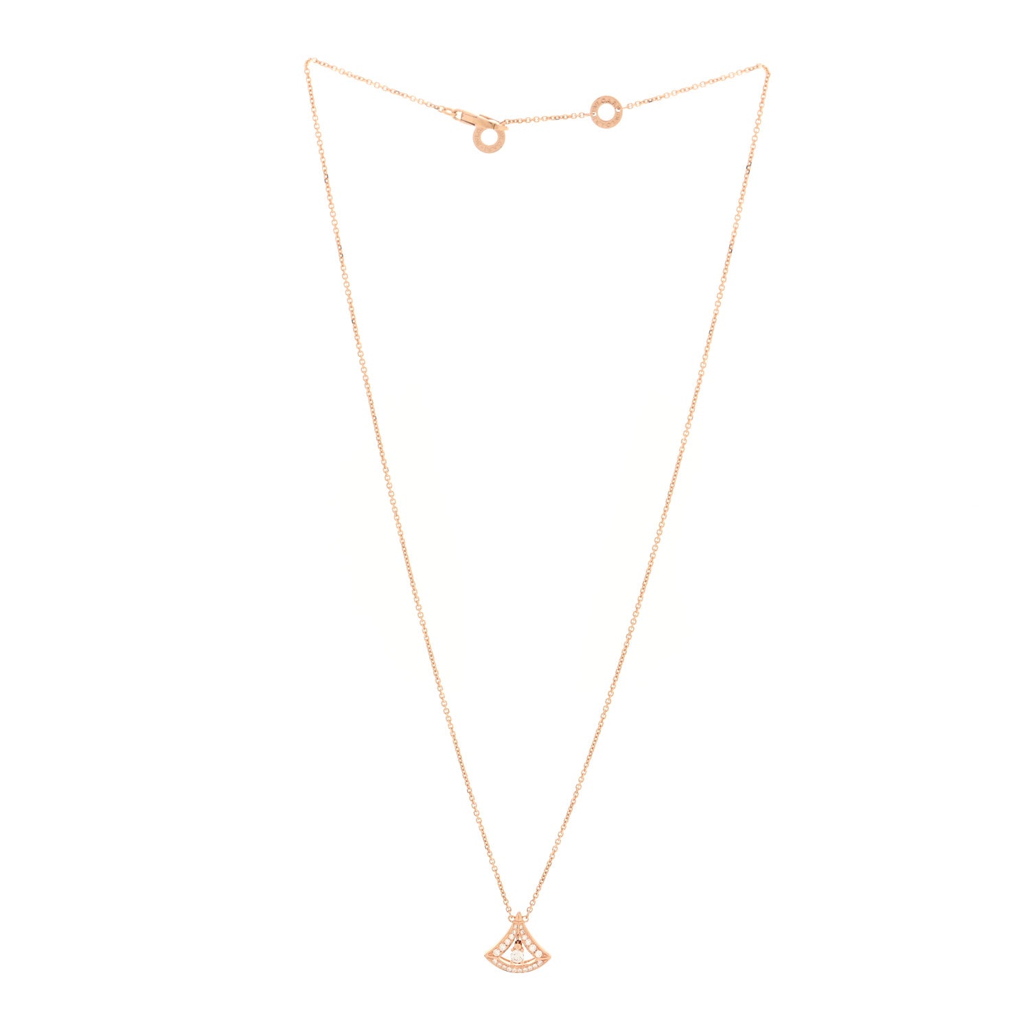 Bulgari 18K Rose Gold Diamond Divas' Dream Openwork Pave Pendant Necklace 3 of 4