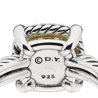 David Yurman Sterling Silver Diamond Lemon Citrine 9mm Chatelaine Pave Bezel Ring 54 6.75 4 of 4
