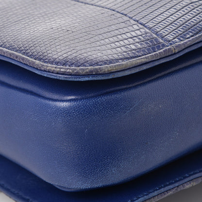 Chanel Lizard Lambskin Quilted Large Perfect Edge Flap Blue 10 of 11