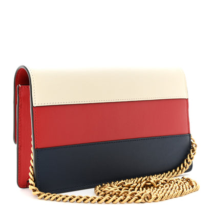 Gucci Calfskin Queen Margaret Chain Wallet Blue Agata Hibiscus Red Mystic White 4 of 11