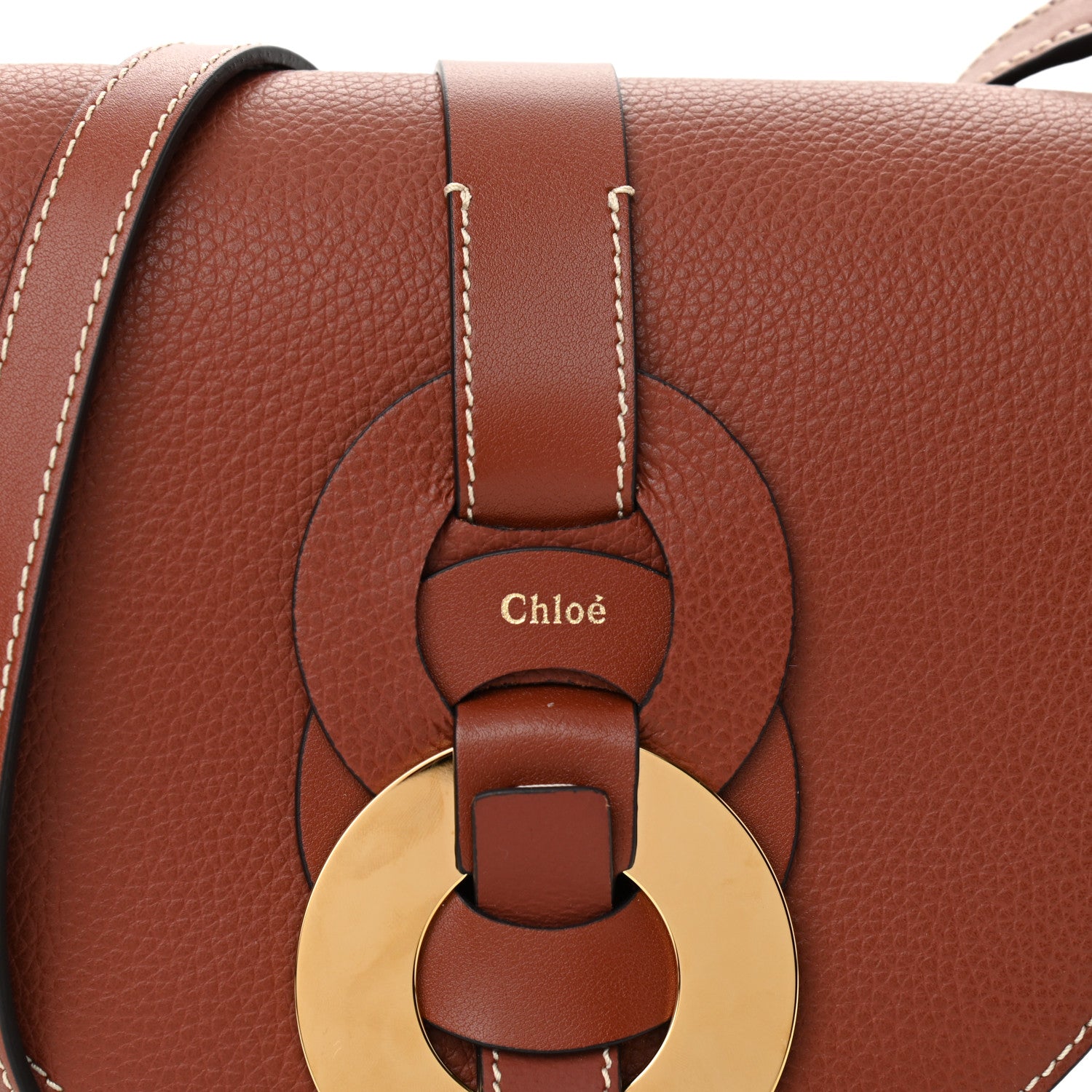 Chloe Grained Calfskin Small Darryl Saddle Crossbody Bag Sepia Brown 7 of 10