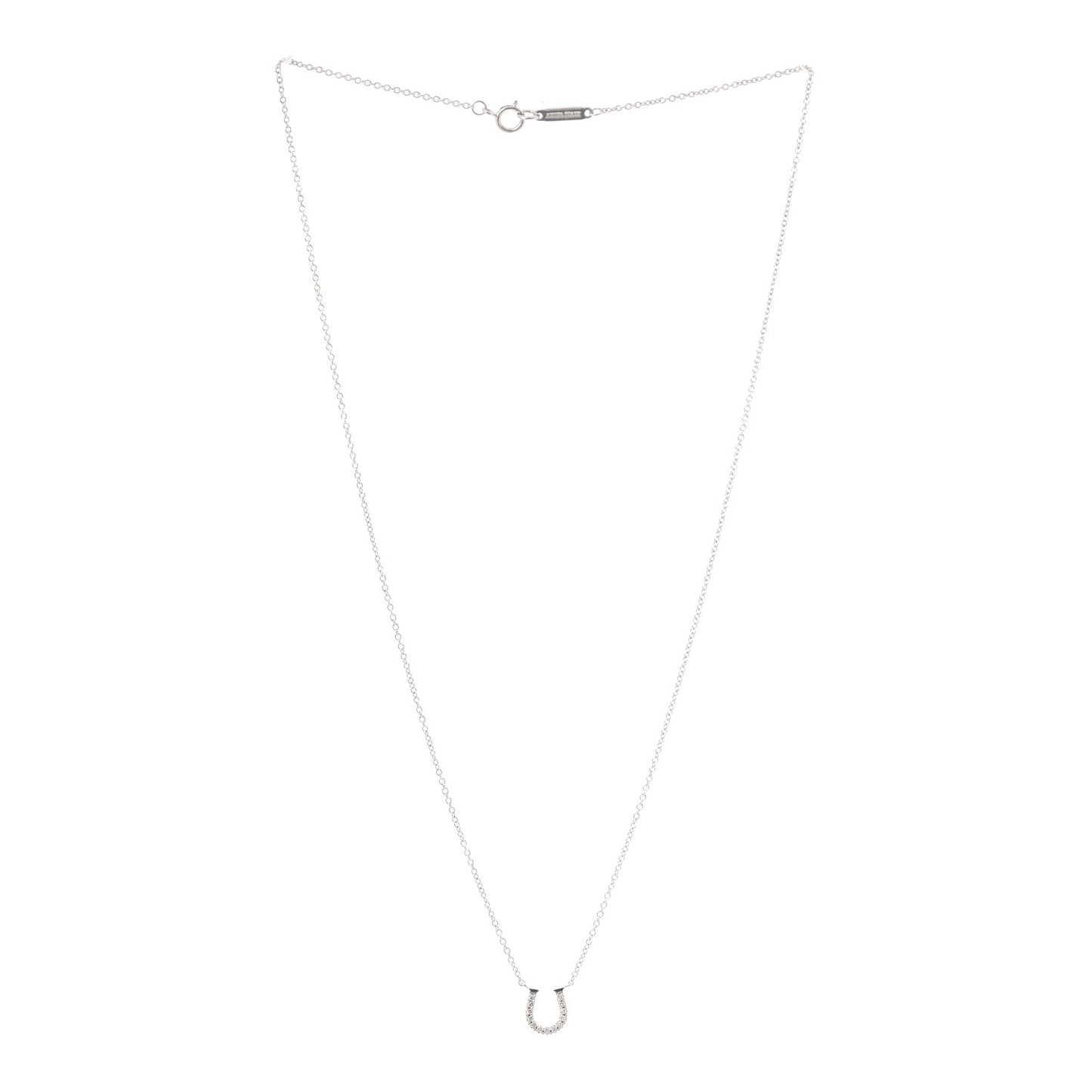18K White Gold Diamond Mini Metro Horseshoe Pendant Necklace