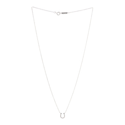 Tiffany 18K White Gold Diamond Mini Metro Horseshoe Pendant Necklace 3 of 6