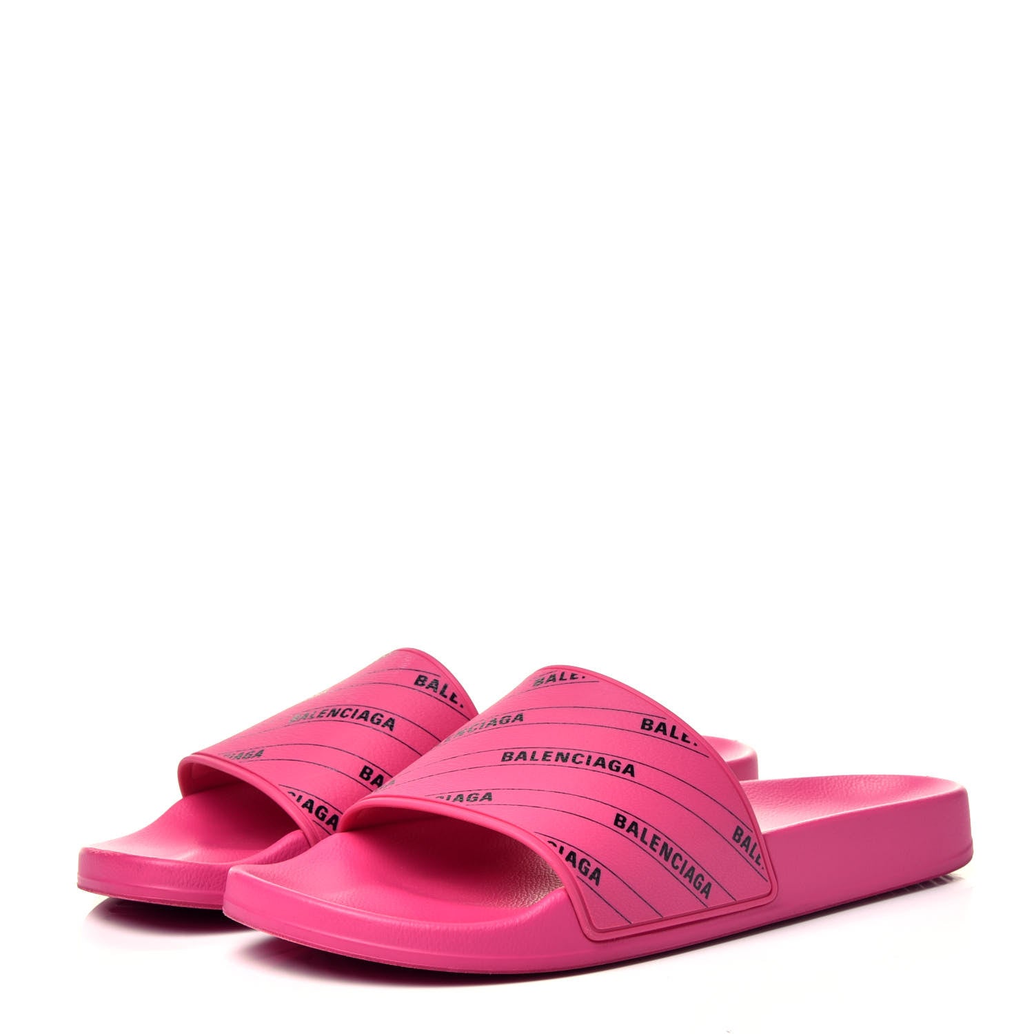 Balenciaga Rubber Allover Logo Womens Pool Slide Sandals 42 Pink Black 3 of 7