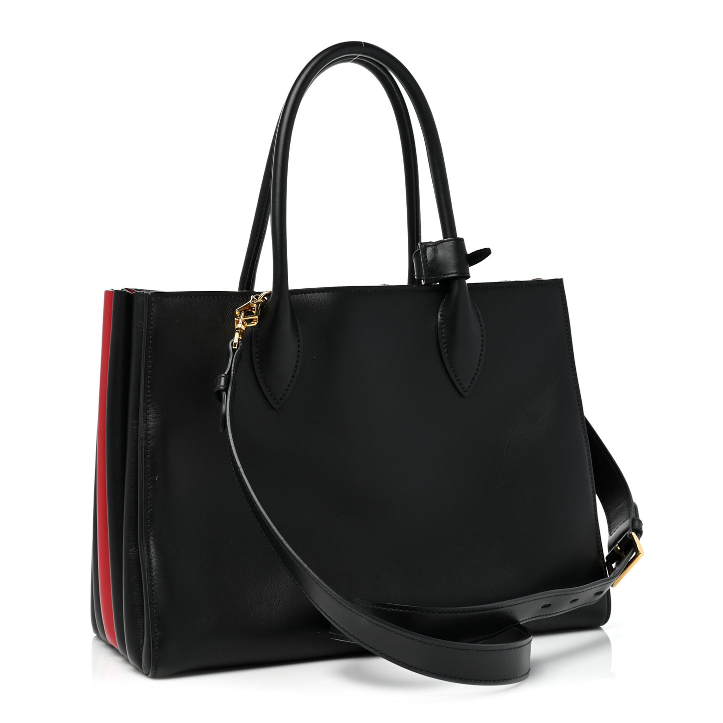 City Calfskin Medium Bibliotheque Tote Black