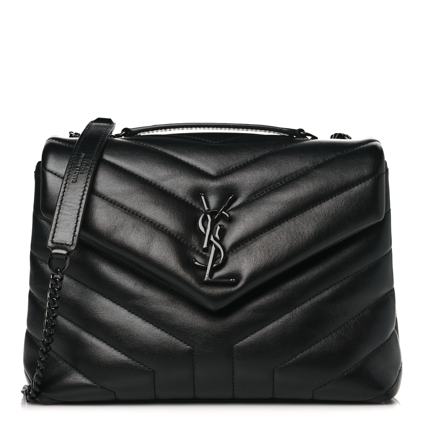 Saint Laurent Calfskin Y Quilted Monogram Monochrome Small Loulou Chain Satchel Black 1 of 8