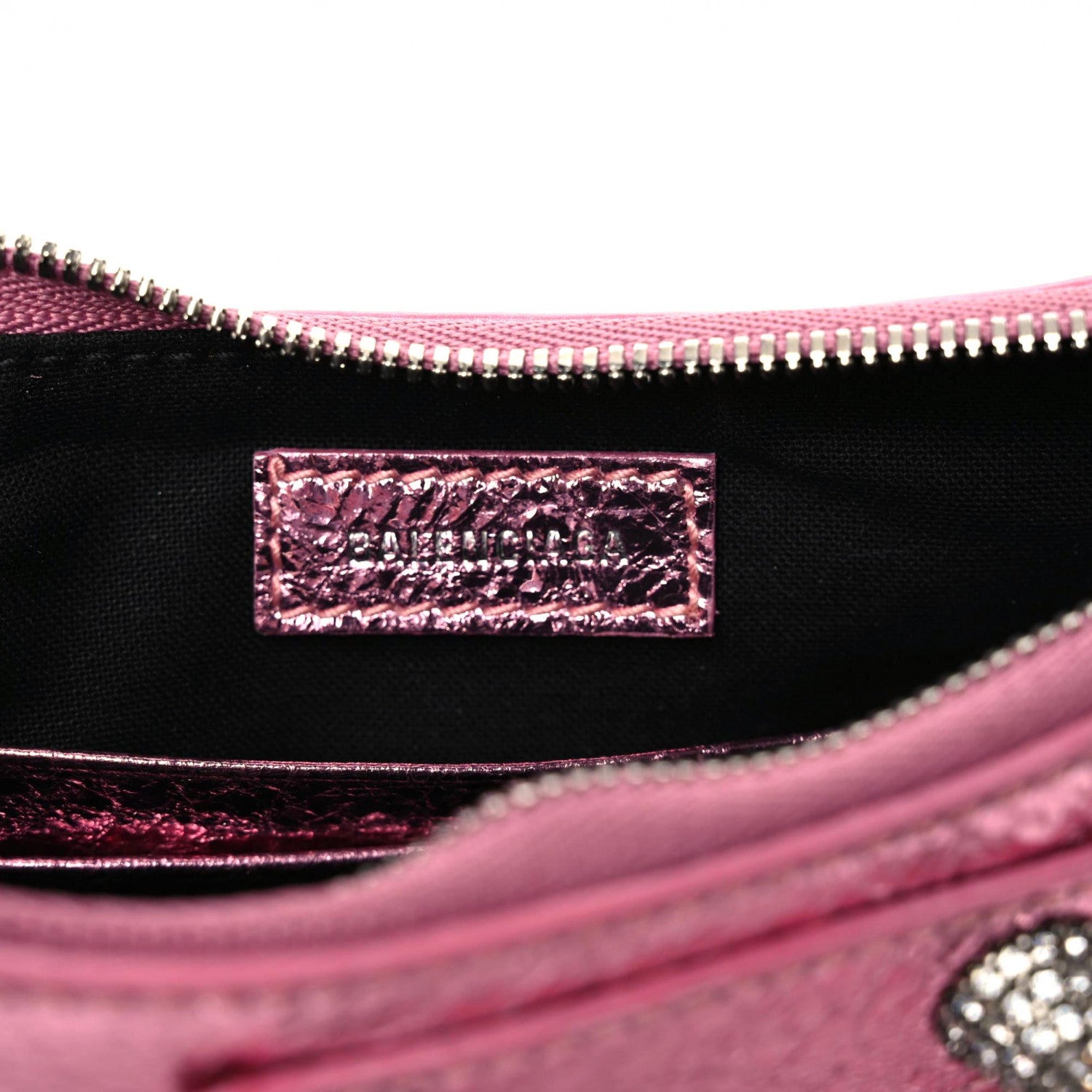 Balenciaga Metallic Agneau Arena Crystal Le Cagole Mini Purse With Chain Met Pink 8 of 9