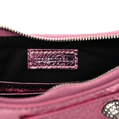 Balenciaga Metallic Agneau Arena Crystal Le Cagole Mini Purse With Chain Met Pink 8 of 9