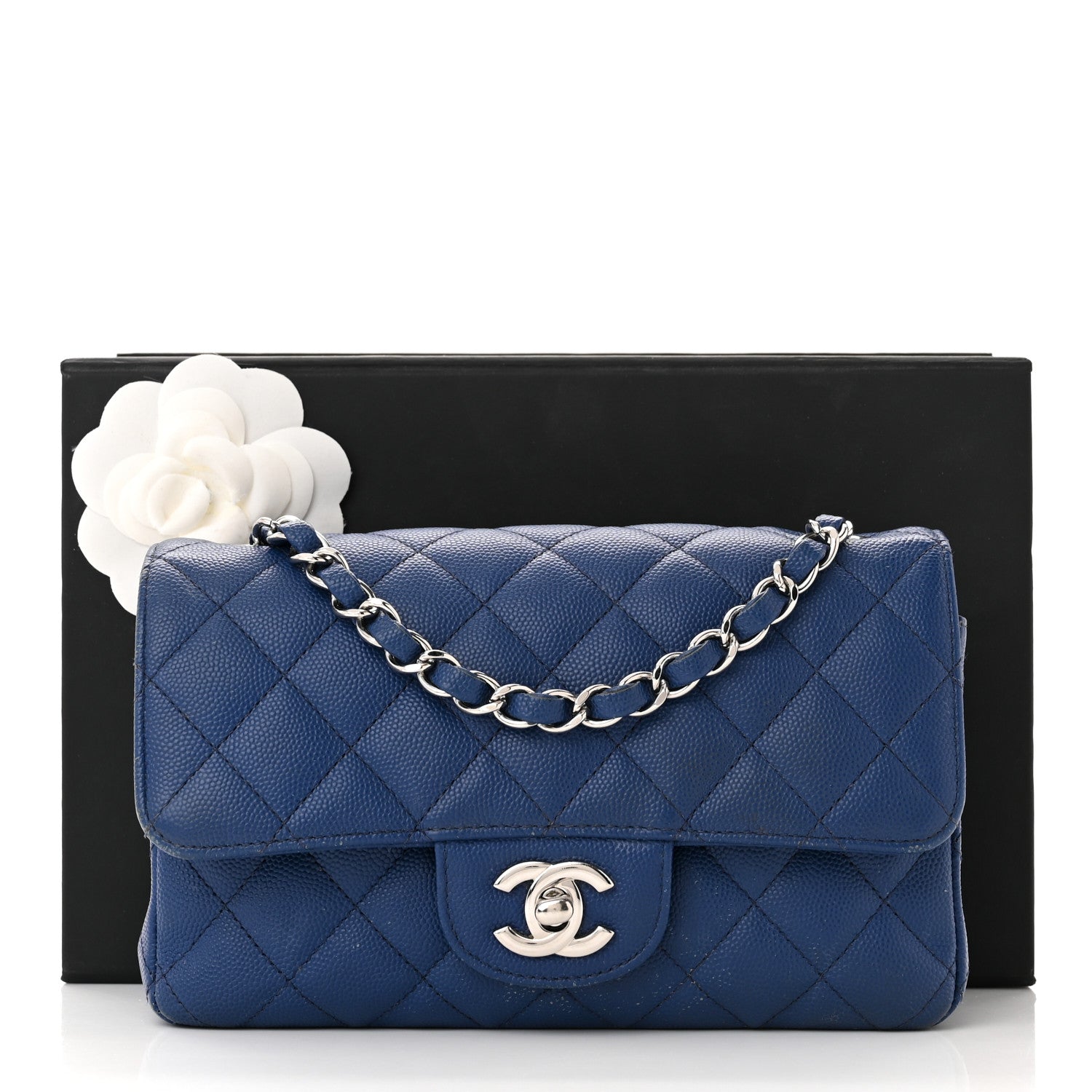 Chanel Caviar Quilted Mini Rectangular Flap Blue 18 of 18