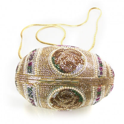Judith Leiber Swarovski Crystal Pearl Roses Egg Minaudiere 4 of 7