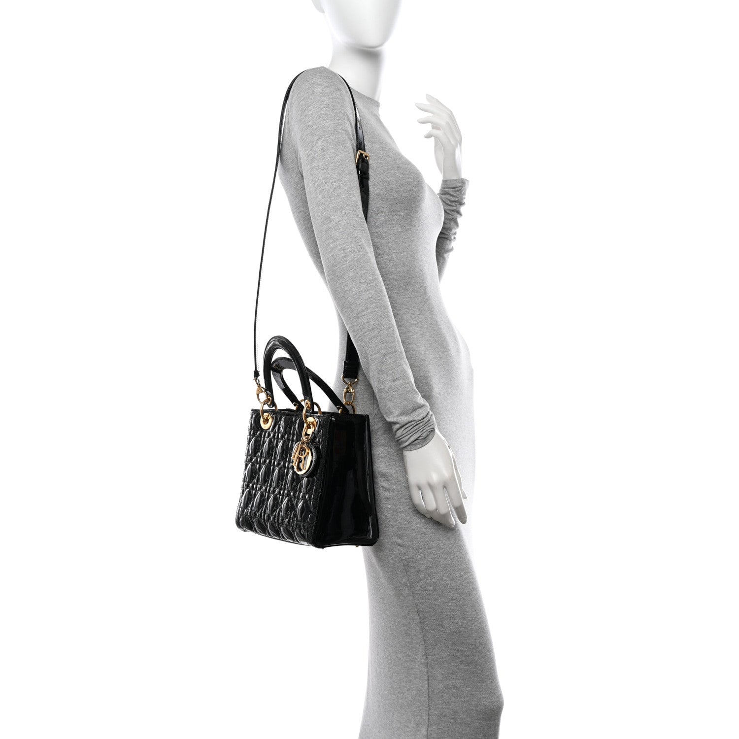 Christian Dior Patent Cannage Medium Lady Dior Black 2 of 16
