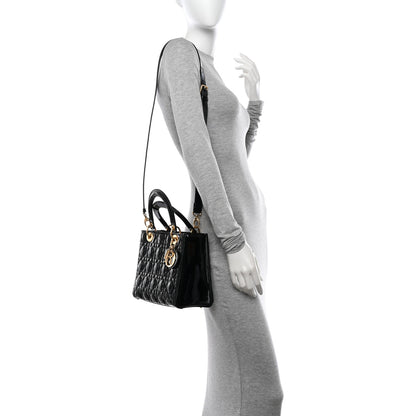 Christian Dior Patent Cannage Medium Lady Dior Black 2 of 16