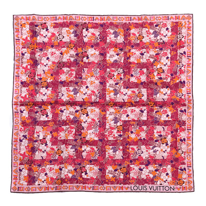 Louis Vuitton Silk Floral Print Square Scarf Pink 1 of 3