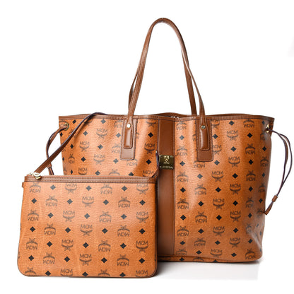 MCM Visetos Large Liz Reversible Shopper Tote Cognac 1 of 23