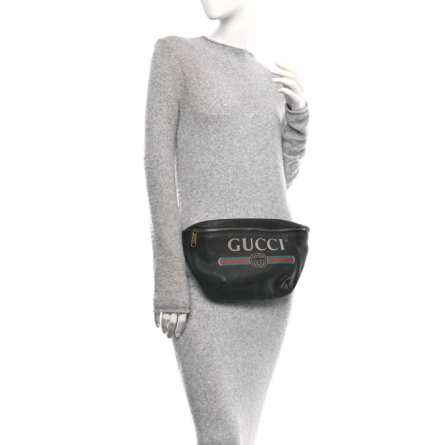 Gucci Grained Calfskin Logo Belt Bag Black 2 of 10