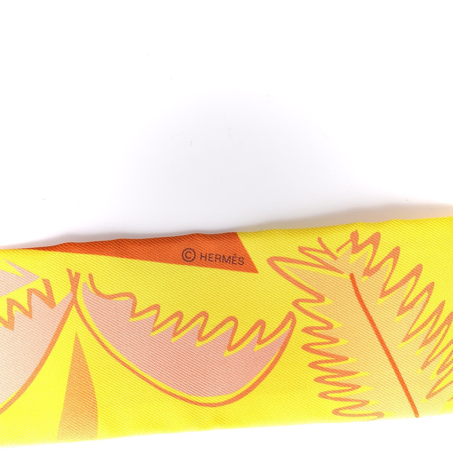 Hermes Silk Sea Surf and Fun Twilly Jaune Vif Abricot Soleil 5 of 6