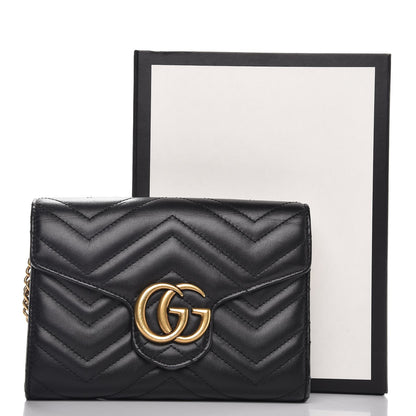 Gucci Calfskin Matelasse GG Marmont Chain Wallet Black 10 of 10
