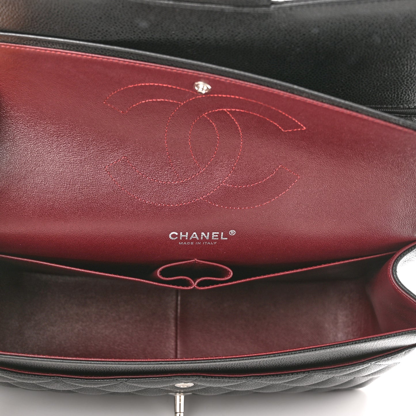 Caviar Quilted Jumbo Double Flap Black