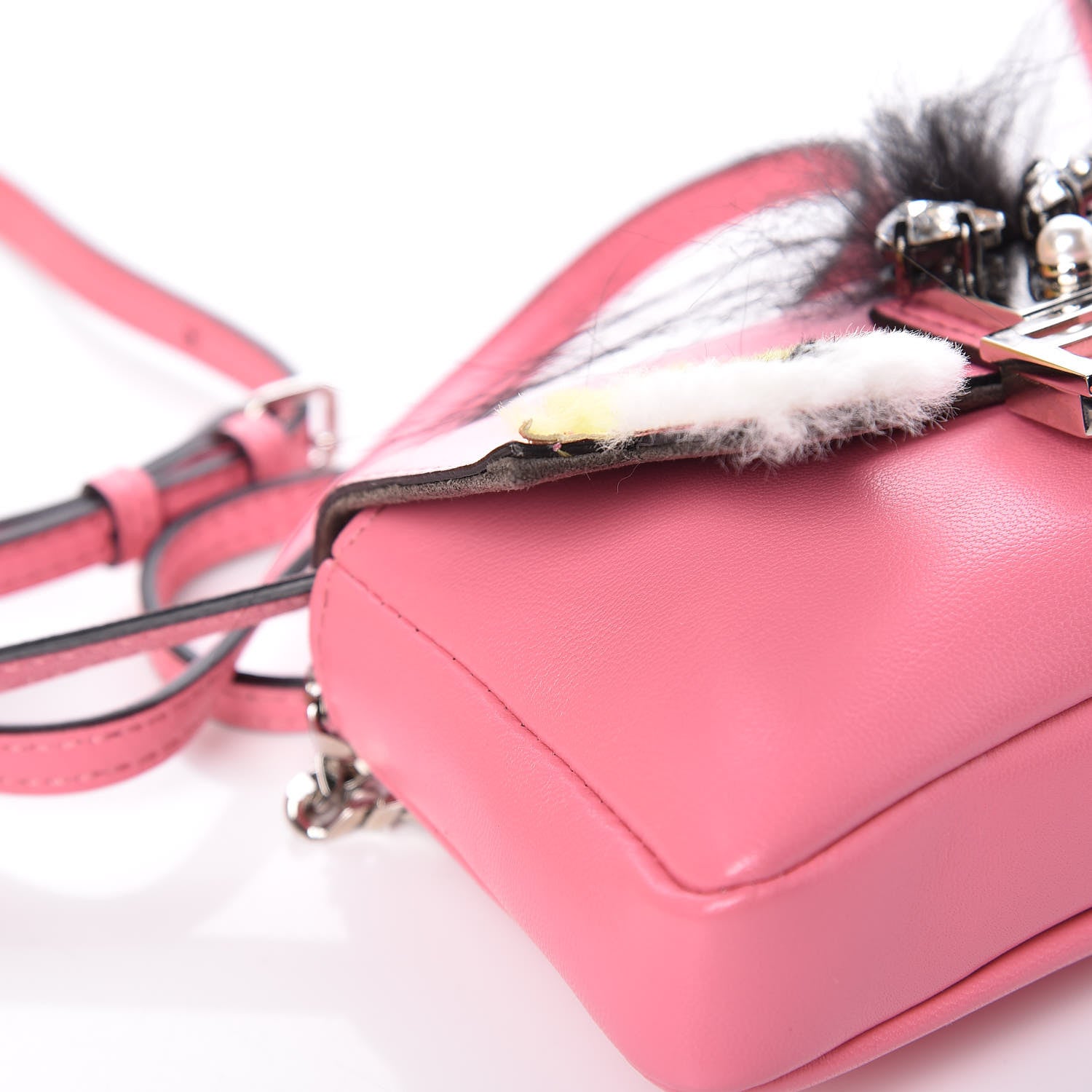 Fendi Nappa Rabbit Fox Fur Micro Buggie Baguette Rosa Fluo Multicolor 8 of 12