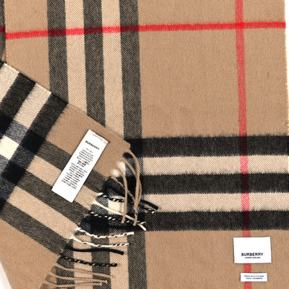 Burberry Cashmere Giant Check Fringe Scarf Archive Beige 3 of 3
